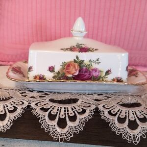 Royal Albert Pink Porcelain Dish with Rose Decal and Gold Accent